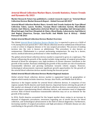 Arterial Blood Collection Market Share, Growth Statistics, Future Trends and Dynamics By 2023