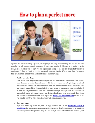 How to plan a perfect move