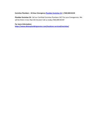 Encinitas Plumbers - 24 Hour Emergency Plumber Encinitas CA | (760) 849-8159