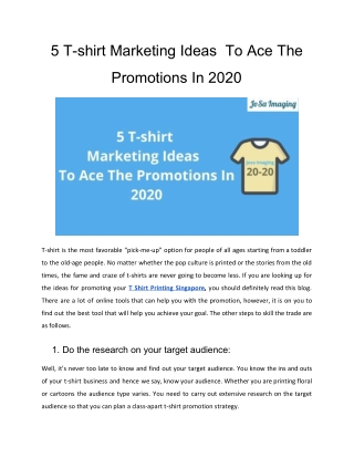 5 T-shirt Marketing Ideas  To Ace The Promotions In 2020