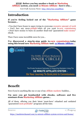 STOP: Before you buy another e-book or Marketing Affiliate system, you need 12 Minute Affiliate - here's why...