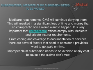 Chiropractors, Improper Claim submission needs to be avoided