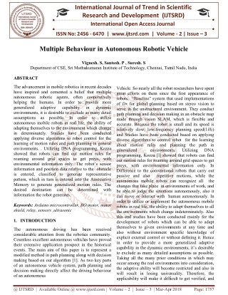 Multiple Behaviour In Autonomous Robotic Vehicle