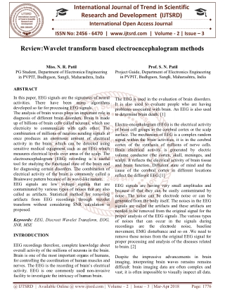 Review Wavelet transform based electroencephalogram methods