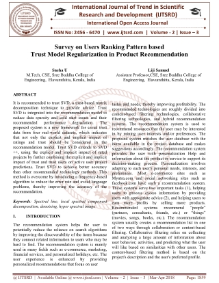 Survey on Users Ranking Pattern based Trust Model Regularization in Product Recommendation