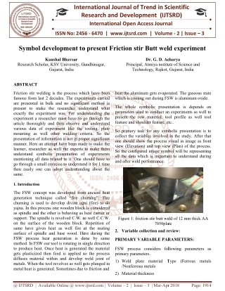 Symbol development to present Friction stir Butt weld experiment