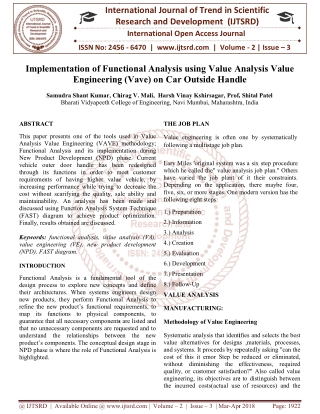 Implementation of Functional Analysis using Value Analysis Value Engineering Vave on Car Outside Handle