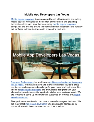 Mobile  App Developers Las Vegas