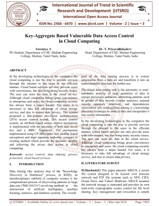 Key Aggregate Based Vulnerable Data Access Control in Cloud Computing