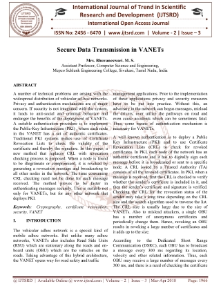 Secure Data Transmission in VANETs