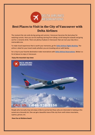 Best Places to Visit in the City of Vancouver with Delta Airlines