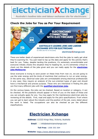 Check the Jobs for You as Per Your Requirement