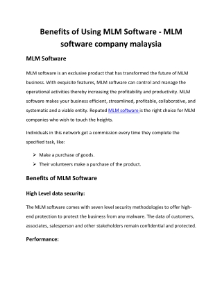 Benefits of Using MLM Software - MLM software company malaysia