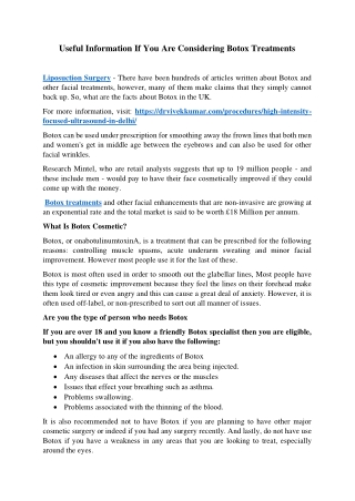 Useful Information If You Are Considering Botox Treatments