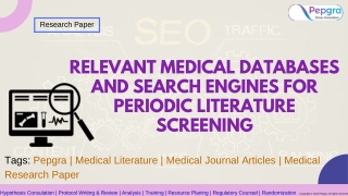 Relevant Medical Databases and Search Engines for Literature Screening