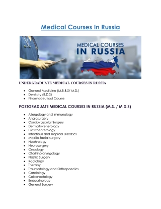 Medical Courses in Russia
