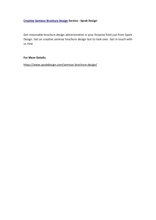 Creative Seminar Brochure Design Service - Sprak Design