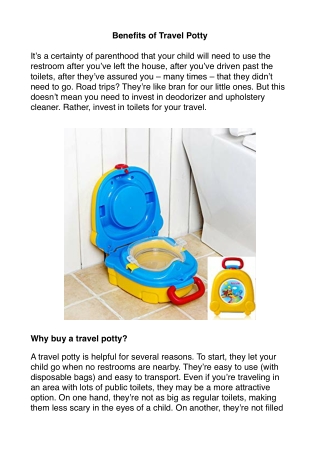 Benefits of Travel Potty