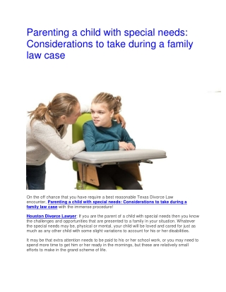 Parenting a child with special needs: Considerations to take during a family law case