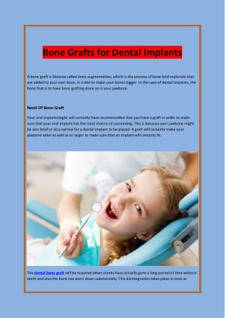 Bone Grafts for Dental Implants