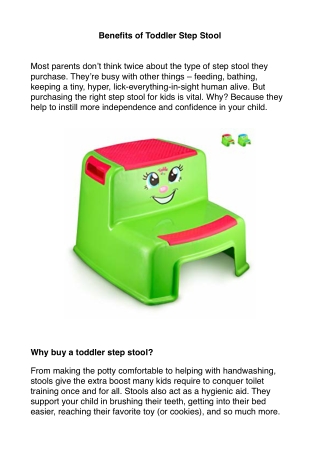 Benefits of Toddler Step Stool