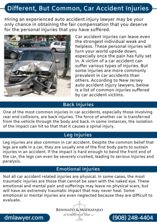 Different but Common Car Accident Injuries