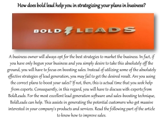 How does Boldlead help you in strategizing your plans in business?