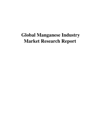 Global Manganese Industry Market