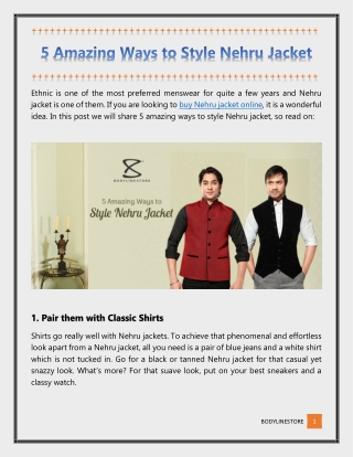 5 Amazing Ways to Style Nehru Jacket