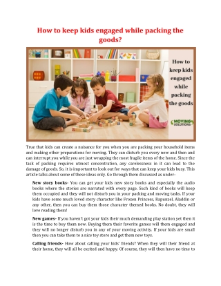 How to keep kids engaged while packing the goods?