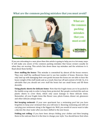 What are the common packing mistakes that you must avoid?