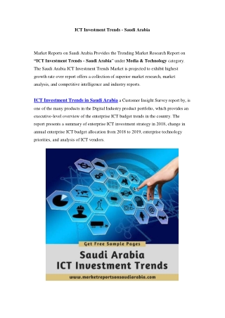 Saudi Arabia ICT Investment Trends Market: Growth, Opportunity and Forecast Till 2020
