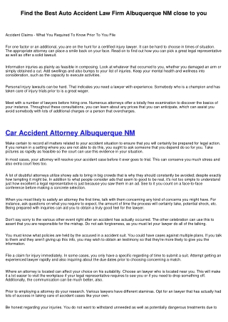 Call upon a Auto Accident Law Firm Albuquerque in your area
