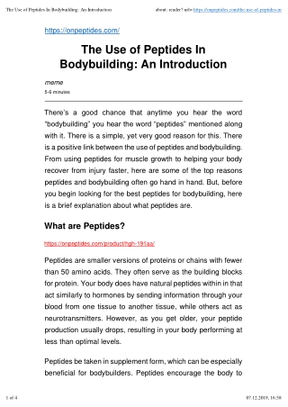 The Use of Peptides In Bodybuilding An Introduction