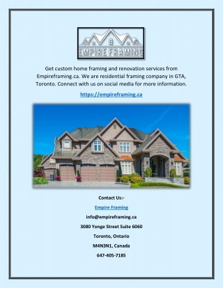 Residential Framing Contractors GTA