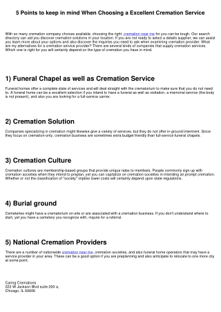 5 Points to bear in mind When Selecting a Good Cremation Service
