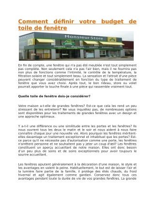 Comment définir votre budget de toile de fenêtre