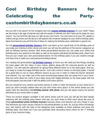 Cool Birthday Banners for Celebrating the Party custombirthdaybanners.co.uk