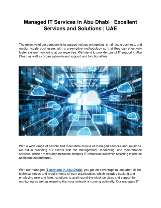 IT support contract Abu Dhabi | IT services Abu Dhabi | IT services in Abu Dhabi