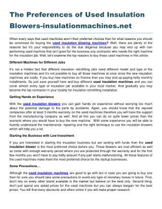 The Preferences of Used Insulation Blowers-insulationmachines.net