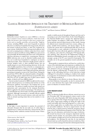 Classical Homeopathy Approach in the Treatment of Methicillin-Resistant Staphylococcus aureus