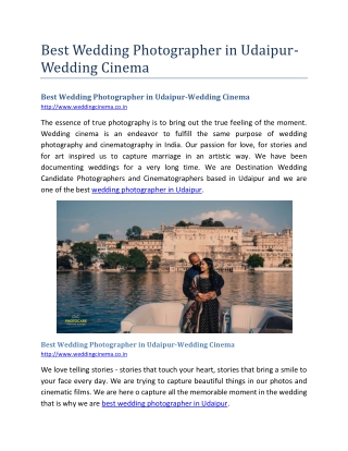 Best Wedding Photographer in Udaipur-Wedding Cinema