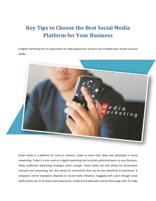 Key Tips to Choose the Best Social Media Platform for Your Business