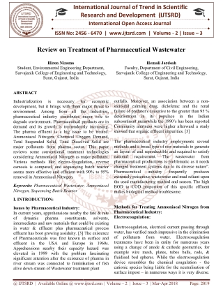 Review on Treatment of Pharmaceutical Wastewater