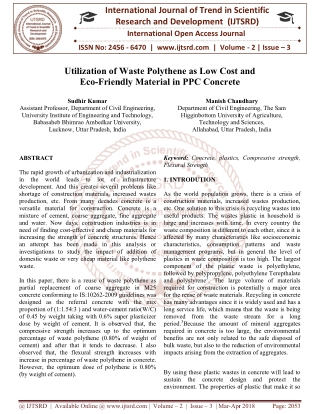 Utilization of Waste Polythene as Low Cost and Eco Friendly Material in PPC Concrete