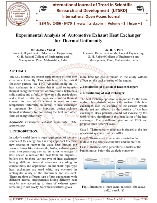 Experimental Analysis of Automotive Exhaust Heat Exchanger for Thermal Uniformity