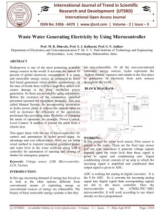 Waste Water Generating Electricity by Using Microcontroller