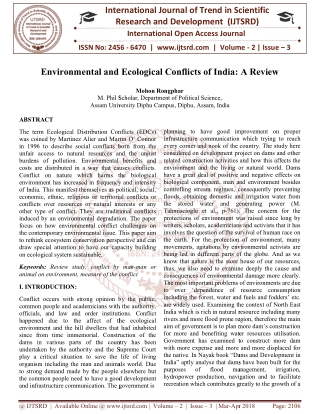 Environmental and Ecological Conflicts of India A Review