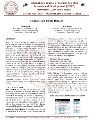 Mining High Utility Dataset