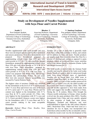 Study on Development of Noodles Supplemented with Soya Flour and Carrot Powder